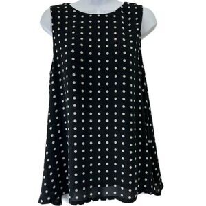 Philosophy Republic Clothing SZ M Women's Sleeveless‎ Swing Top Black White Dots